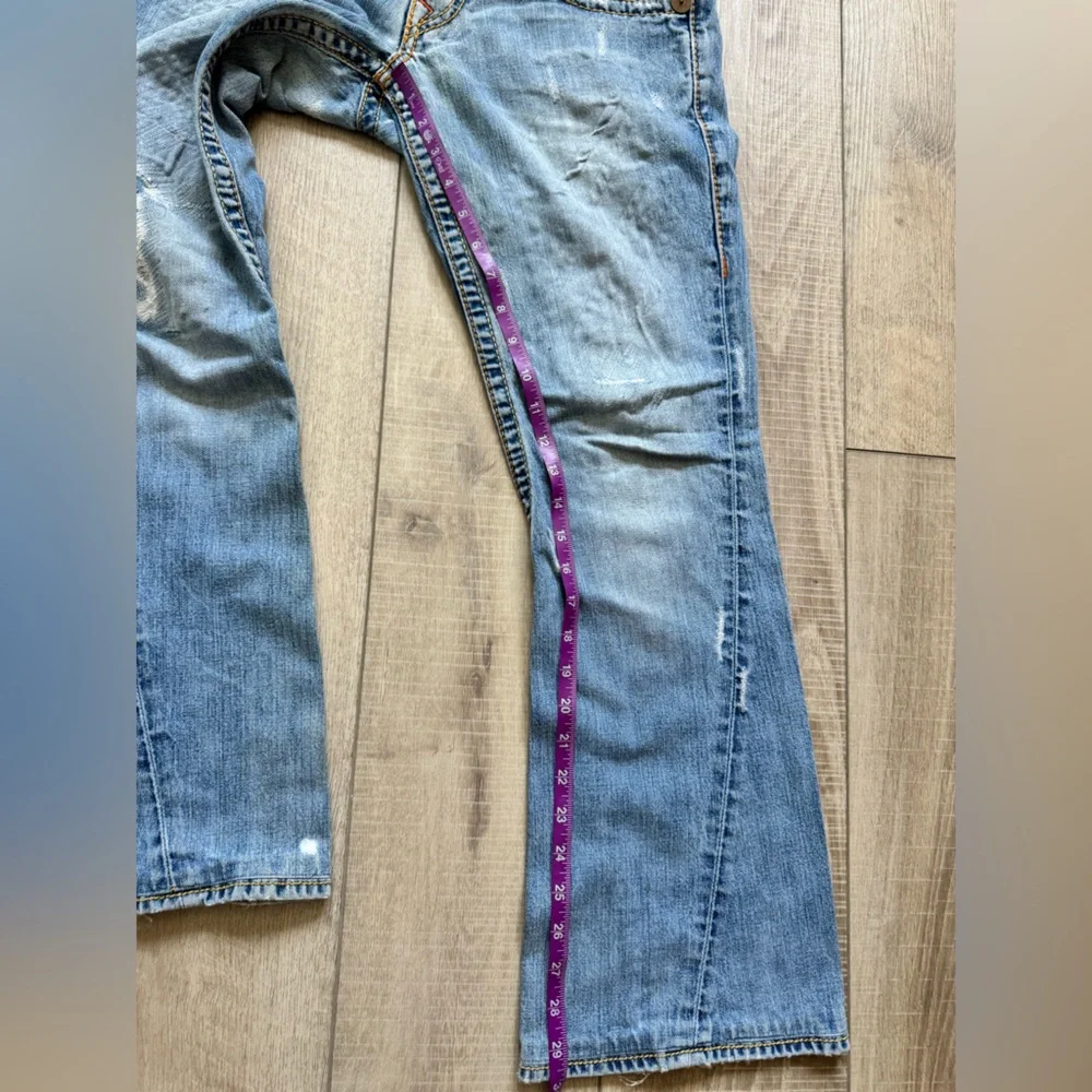 Vintage True Religion Rainbow Joey Distressed Horseshoe Pocket Jeans low rise